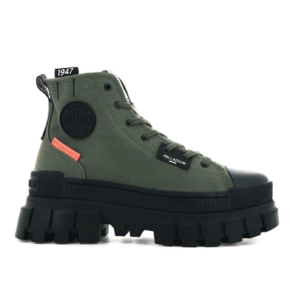 Palladium olive green platform boots